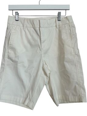 Quince Women's Organic Stretch Cotton Chino Bermuda Shorts in Ivory Sz 4 NWT